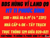 BDS Hùng Vĩ Land [NC] 7.8 tỉ 87m²(4x23m) MT đường 11 Phước Bình Q9 14/07/2022