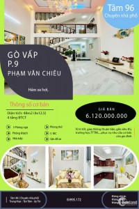 Gò Vấp, P9, Phạm Văn Chiêu, 4  tầng, 48m2