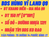 BDS Hùng Vĩ Land [NC] Gía 11.3 tỉ ~ 75 tr/m². Lô MT Đường 21 Khang Điền (8x19m)