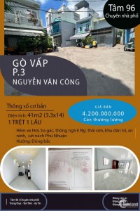 Gò vấp, P3, Nguyễn Văn Công, 40m2, chỉ 4.2 tỷ