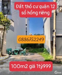 Bán đất thổ cư quận 12 mặt tiền KDC Tân Thới Nhất