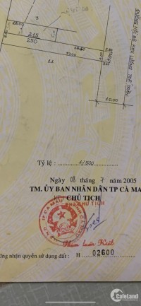 Bán nền đất thổ cư phường 8, Cà Mau