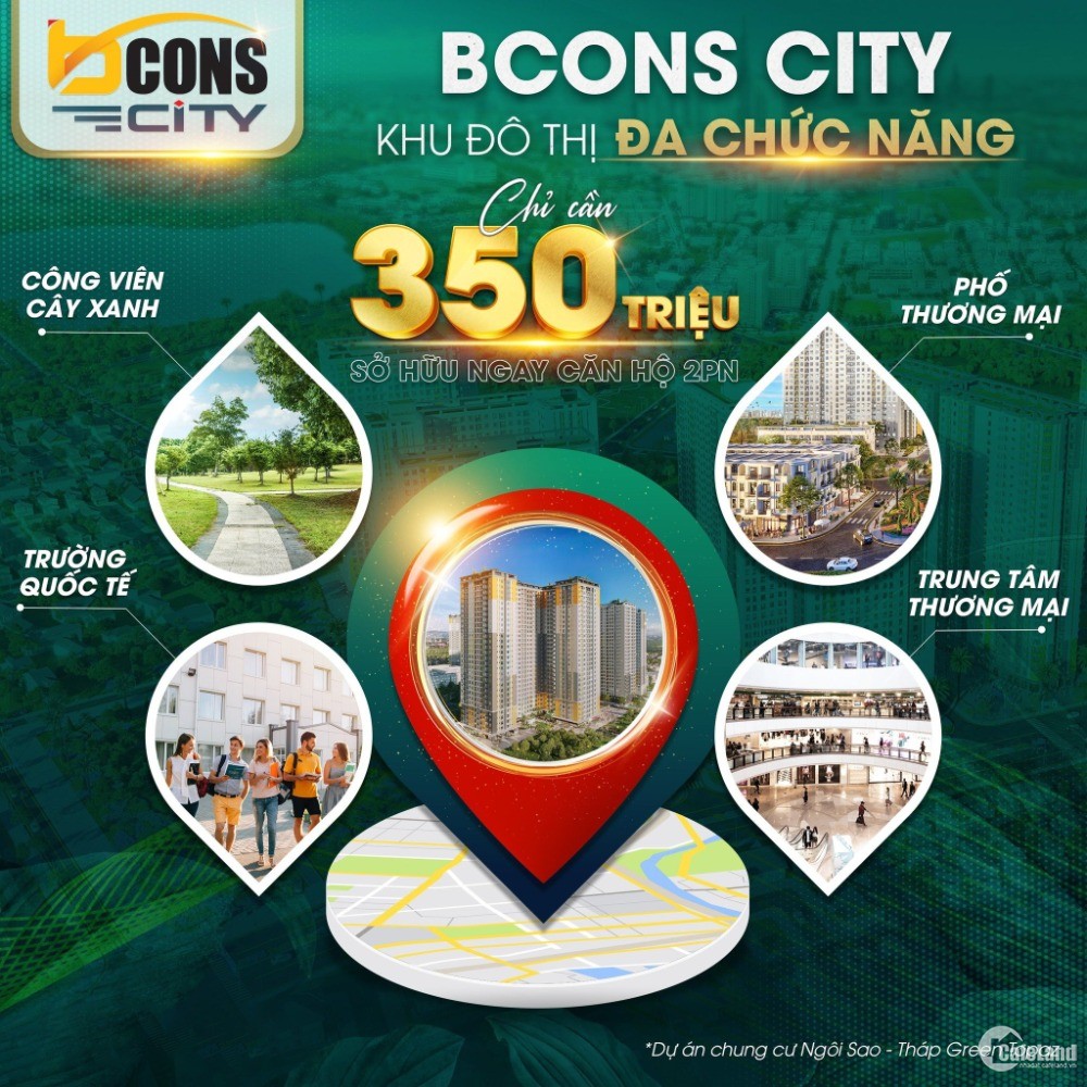 Bcons City Green Topaz căn A.12.06, giá gốc, 51.3m2