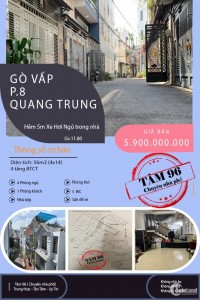 Bán Nhà / Quang Trung, HXH, 56m2, 4 tầng BTCT chỉ 5.9 tỷ