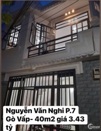 Bán nhà Nguyễn Văn Nghi P.7 Gò Vấp 40m2 giá 3.43 tỷ