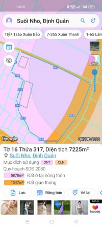 Tách 2559m² có 100m² thổ cư Tại Suối Nho, Định Quán, Đồng Nai