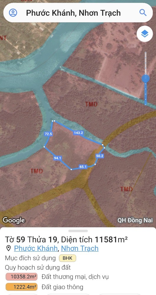 1,2 hecta đất giáp ngã 3 sông, gần KDL Bằng Lăng Tím, Bò Cạp Vàng