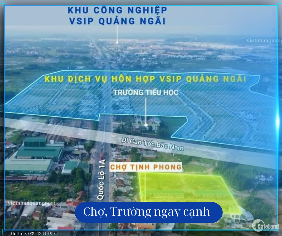 Đối lưng Biệt Thự,trục thông, gần shophouse, khu dịch vụ hỗn hợp VSIP Quảng Ngãi