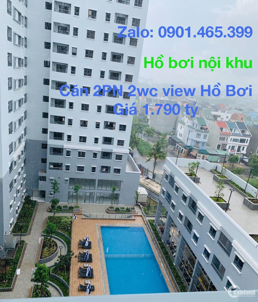 Bán nhanh căn hộ 60m2 view hồ bơi, 2PN 2WC Giá 2 tỷ Có Sổ, Tặng Full nội thất