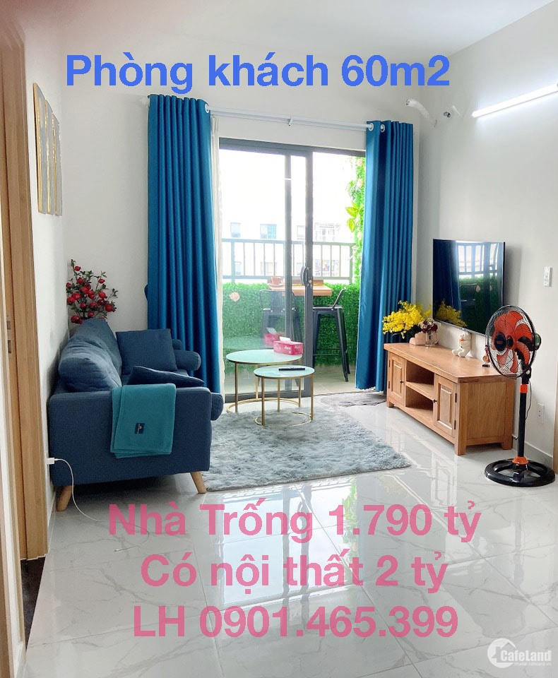 Bán nhanh căn hộ 60m2 view hồ bơi, 2PN 2WC Giá 2 tỷ Có Sổ, Tặng Full nội thất
