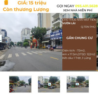 SỐC-Cho thuê nhà  Mặt Tiền Vườn Lài 72m2, 15Triệu