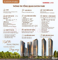 Nhận booking Eaton Park tháp A1 A2 căn hộ 1PN - 3PN - Duplex, Penthouse và Shop