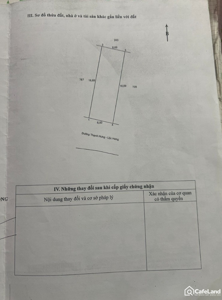 Mở bán 5 lô đất mặt tiền đường Thạnh Hưng-Lộc Hưng, Hòa Phú, Vĩnh Long