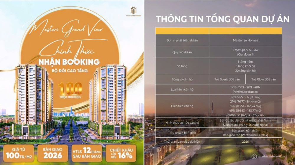 Chính thức nhận booking - Siêu phẩm căn hộ: Masteri Grand View. Đăng ký ngay !