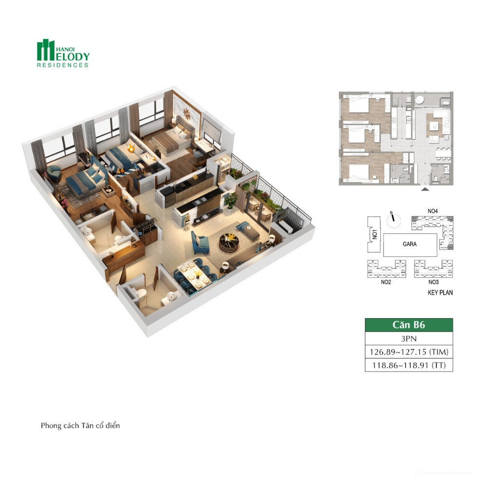 Mở bán căn hộ 3PN - Đầy đủ nội thất tại Hanoi Melody Residences