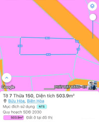 Bán đất 503m2 ngay khu TĐC P. Bửu Hòa_Biên Hòa, đường Nguyễn Thị Tồn
