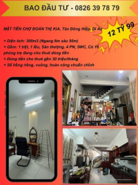 Siêu phẩm đầu tư ĐẤT SẠCH BÙI THỊ XUÂN, Tân Bình Dĩ An, 74m2, ngang 5m, 1 tỷ X