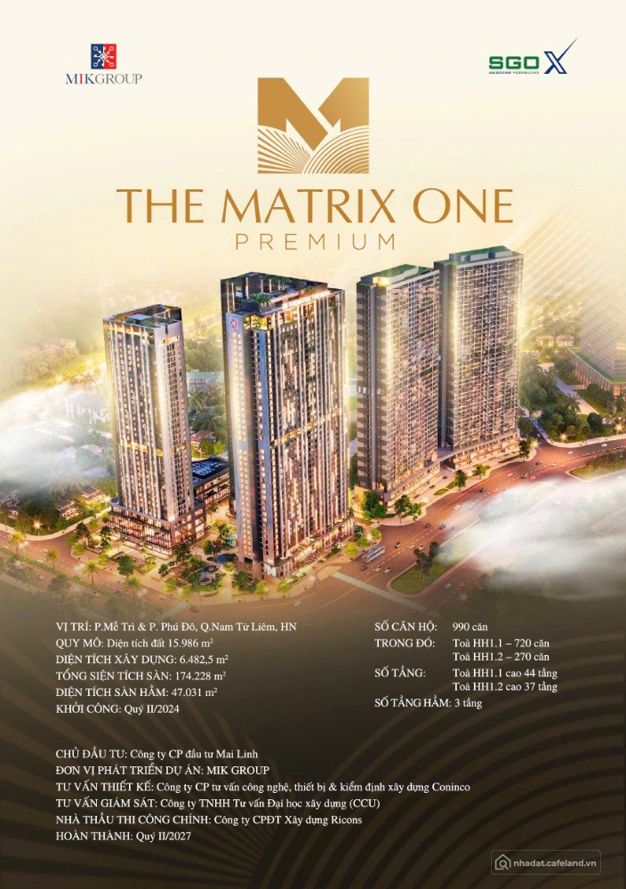 MỞ BÁN THE MATRIX ONE PREMIUM 2 - BIỂU TƯỢNG SỐNG ĐẲNG CẤP GIỮA TRÁI TIM MỸ ĐÌNH