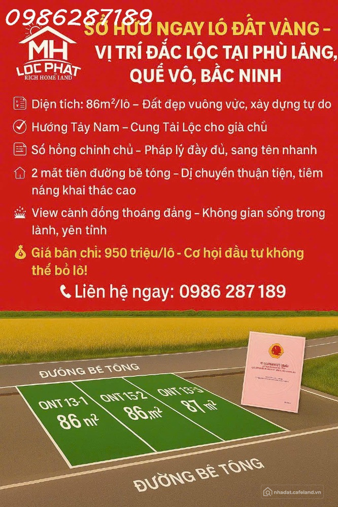 CẦN BÁN LÔ ĐẤT 2 MẶT TIỀN ĐẸP THÔN AN TRẠCH, PHÙ LÃNG, QUẾ VÕ, BẮC NINH