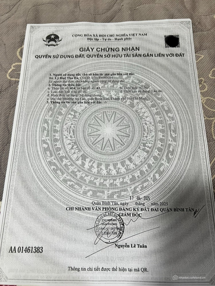 Nhà vị trí đẹp, giấy tờ nhanh gọn MT đường số 1, Hồ Ngọc Lãm, Bình Tân