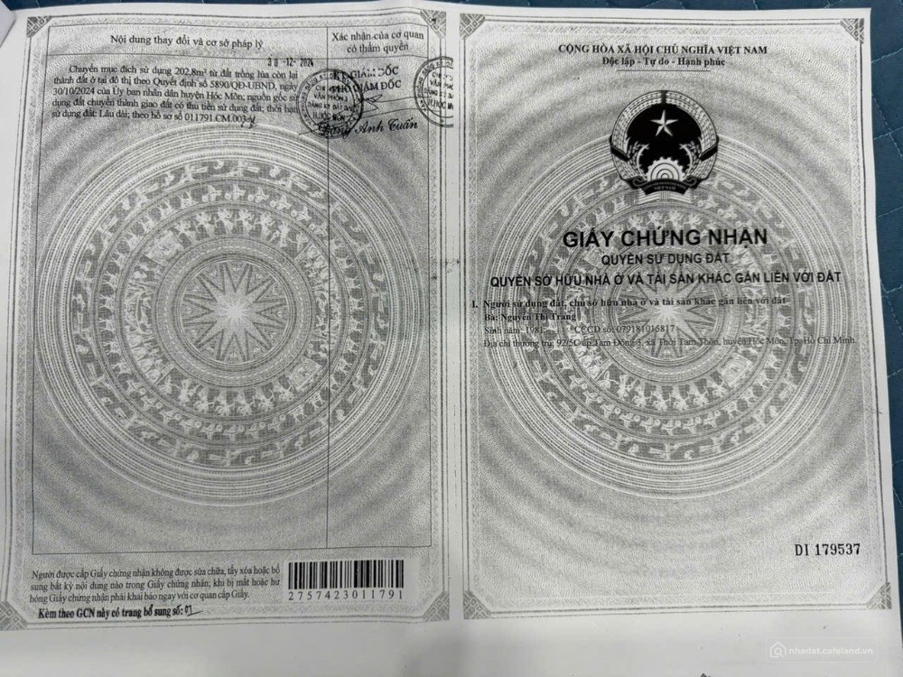 BÁN ĐẤT 245M TẶNG NHÀ LẦU 2/ NGUYỄN THỊ THẢNH,THỚI TAM THÔN ,HÓC MÔN