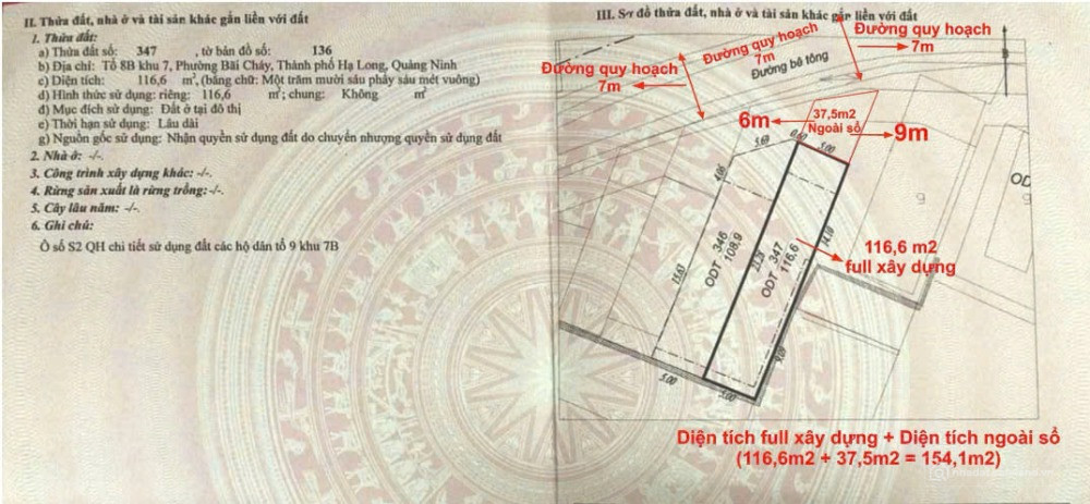 Bán ô đất 116m2 Cái Dăm - Bãi Cháy, gần trường, chợ, ô tô đỗ cửa