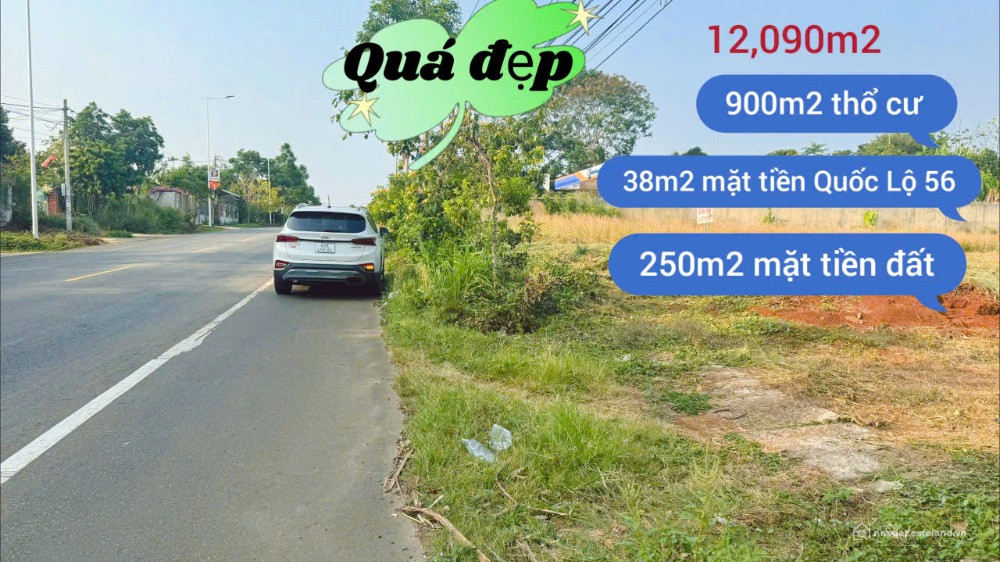 1,2 Hecta với 900 ONT, Hai mặt tiền đường với 32 Mặt tiền QL 56, 120m mặt tiền