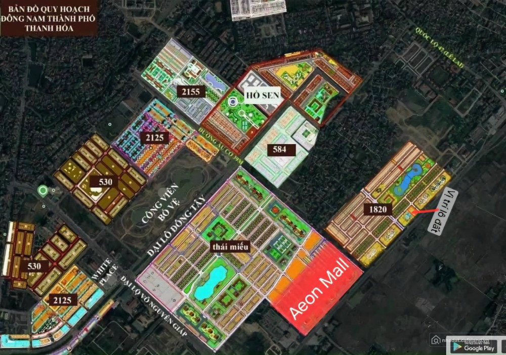 Bán 2500m2 đất DVTM bên cạnh siêu thị Aeon Mall Thanh hoá, Lô góc 3 mặt đường.