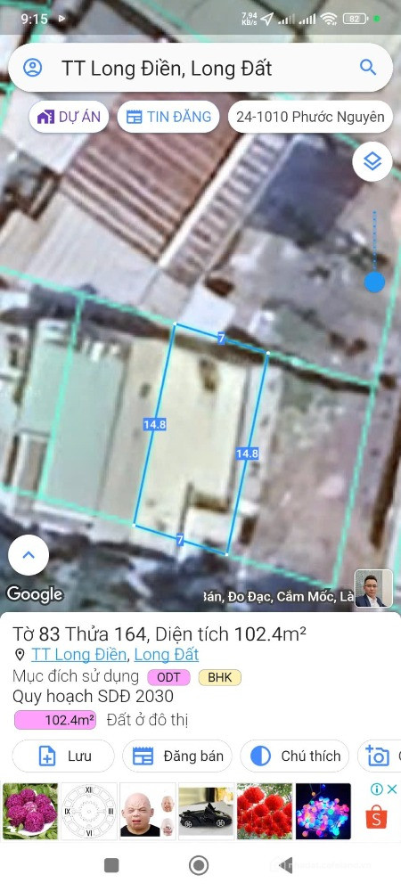 Bán Đất & Nhà Trung Tâm TT. Long Điền