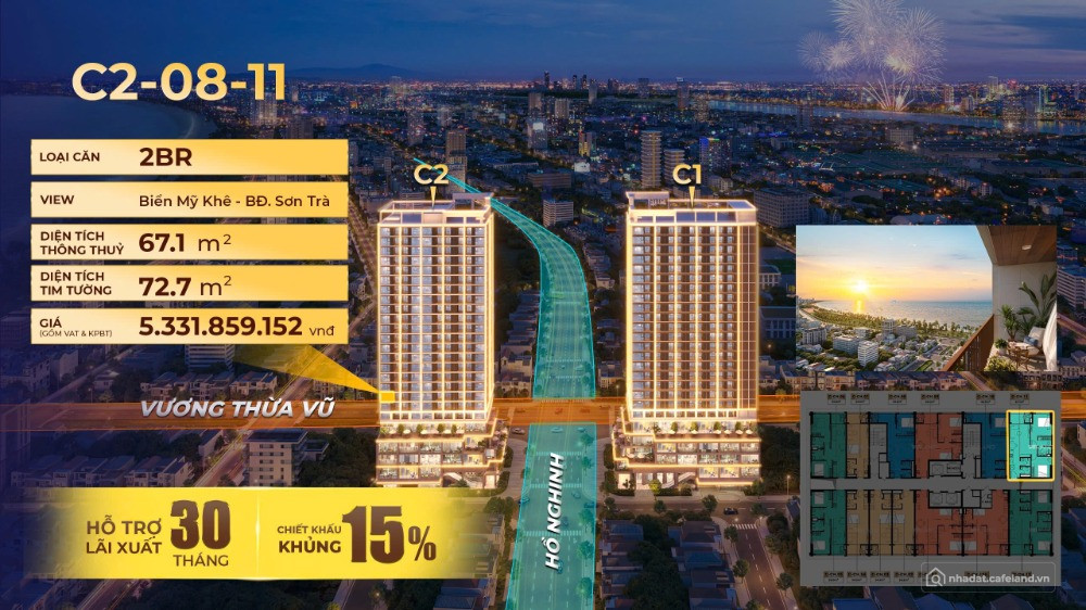 CĂN GÓC 2 MẶT VIEW BIỂN – ĐẸP NHẤT TẦNG 8 – SUN COSTA RESIDENCE ĐÀ NẴNG