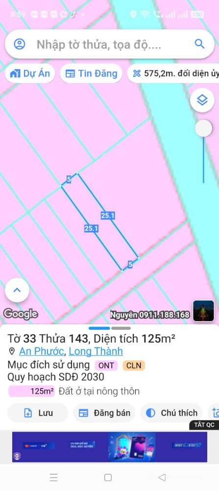 Bán thửa đất ngay trung tâm An Phước, cách QL 51 vài trăm mét
