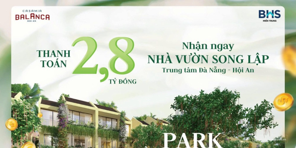 VỚI SUẤT ĐẦU TƯ CHỈ 2,8 TỶ- SỞ HỮU NHÀ VƯỜN SONG LẬP TRUNG TÂM HỘI AN