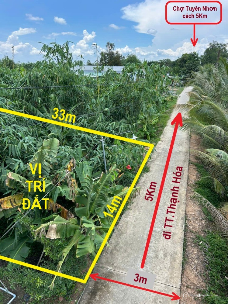 Bán đất thổ 462m2, sát QL.62, view kênh, SHR, đường ô tô, Thạnh Hóa, Long An