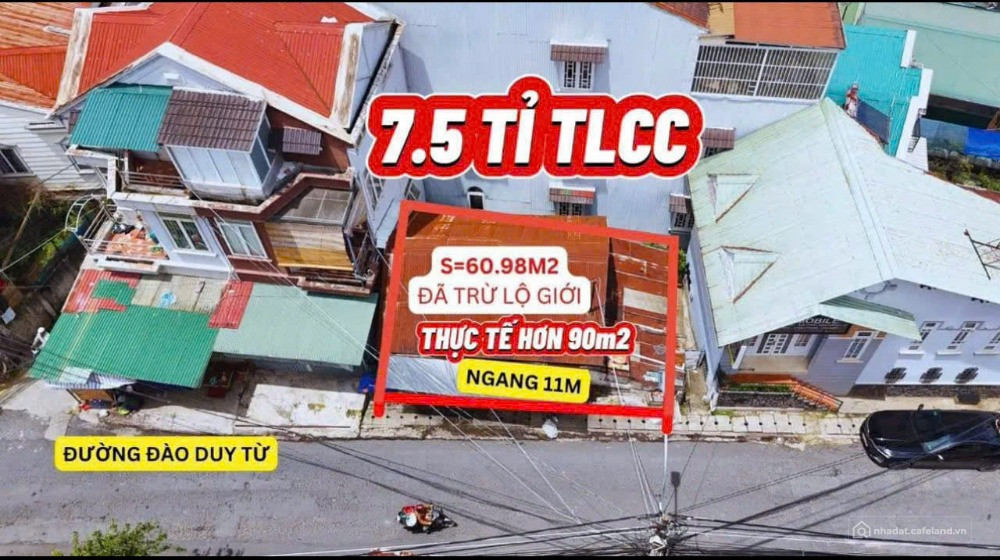 Bán Gấp Đất Mặt Tiền Trung Tâm Đà Lạt – Giá Sốc Chỉ 7.5 Tỷ – Sổ Riêng, Gần Chợ