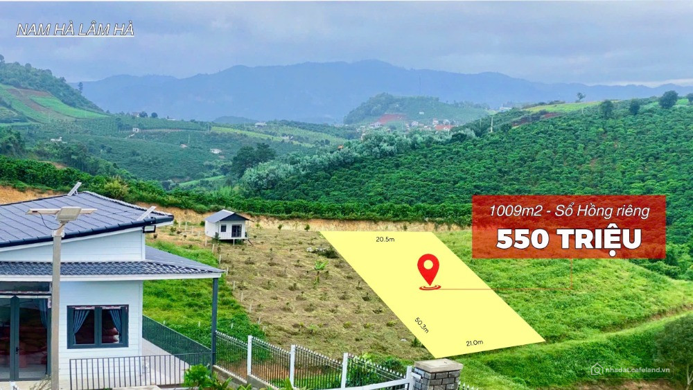 Bán 1009m2 đất xã Nam Hà, cách đường nhựa 100m chỉ 550 triệu