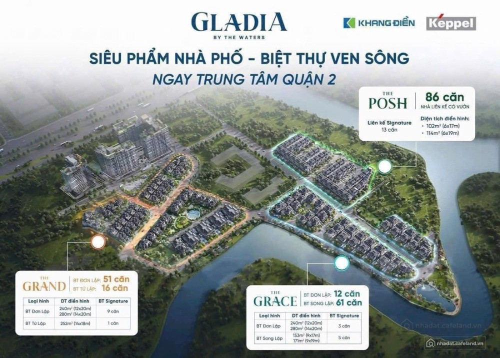 𝐆𝐋𝐀𝐃𝐈𝐀 𝐁𝐘 𝐓𝐇𝐄 𝐖𝐀𝐓𝐄𝐑𝐒-Nhà phố & biệt thự ven sông ngay trung tâm