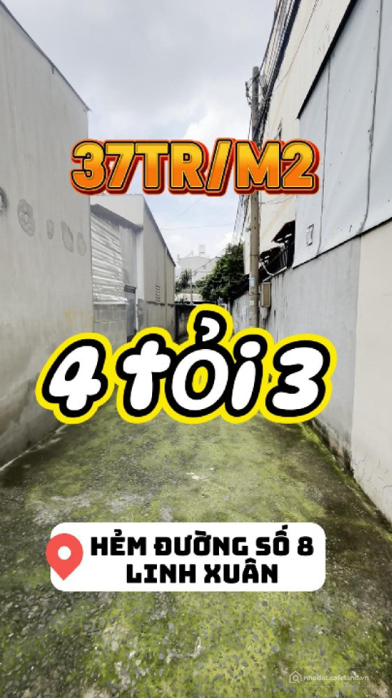 Dưới 38tr/m2, Hẻm ba gác đường số 8 - Linh Xuân (Gần QL1K)