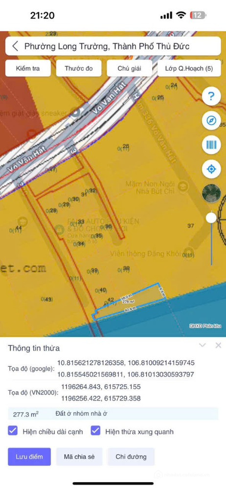 BDS HVL [NC]  Bán lô đất xây CHDV cạnh Tr ĐH Marketing Q9  Giá 12.9tỷ/276m