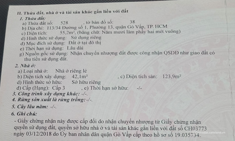  CHÍNH CHỦ CẦN BÁN NHÀ ĐẸP – ĐƯỜNG SỐ 1, P13, GÒ VẤP
