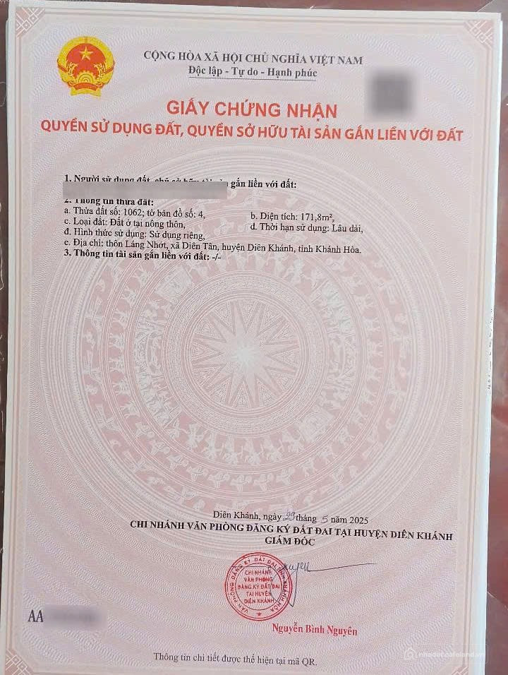 171m2 full thổ cư nở hậu chỉ 650 triệu Diên Tân - Diên Khánh - Khánh Hòa