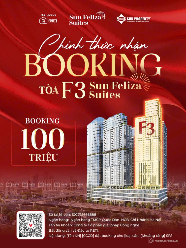 CHÍNH THỨC NHẬNBOOKING TÒA F3-TÒA THÁP CUỐI CÙNG TRONG TỔ HỢP SUN FELIZA SUITES