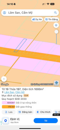 Bán đất mặt tiền đường nhựa ấp Cẩm Mỹ, giáp Bà Rịa (tpHCM),đất thổ cư giá1,95 ty