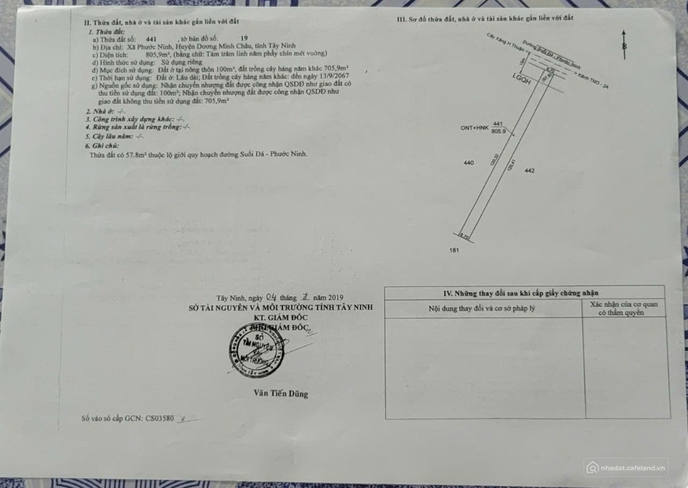 Chính Chủ Cần Bán Lô Đất 805 m2 Tây Ninh