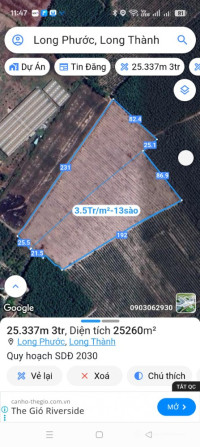 Bán 3ha và 2,5ha đất TMDV ngay sân bay Long Thành