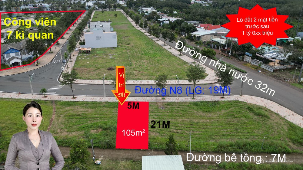 Lô đất 2 mặt tiền trước sau giá 1 tỷ 0xx triệu tại Cát Tường Phú Hưng -Đồng Xoài