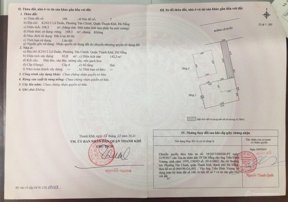 Chính chủ rao bán nhà tại đường Lê Duẩn - TP Đà Nẵng; DT đất 108,3 m2; giá 15 tỷ