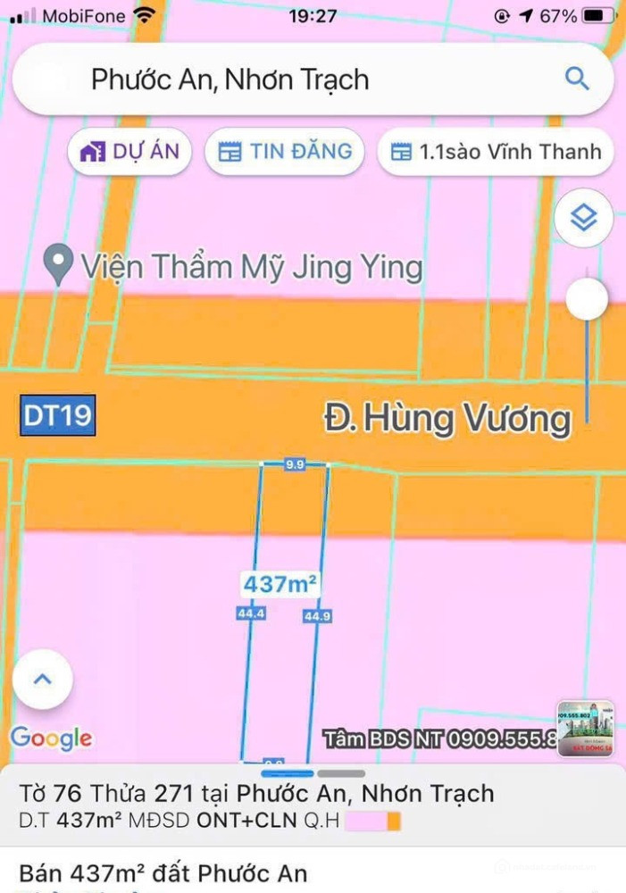 BÁN GẤP ĐẤT 430m MẶT TIỀN ĐƯỜNG HÙNG VƯƠNG, NHƠN TRẠCH - DIỆN TÍCH LỚN, THỔ CƯ