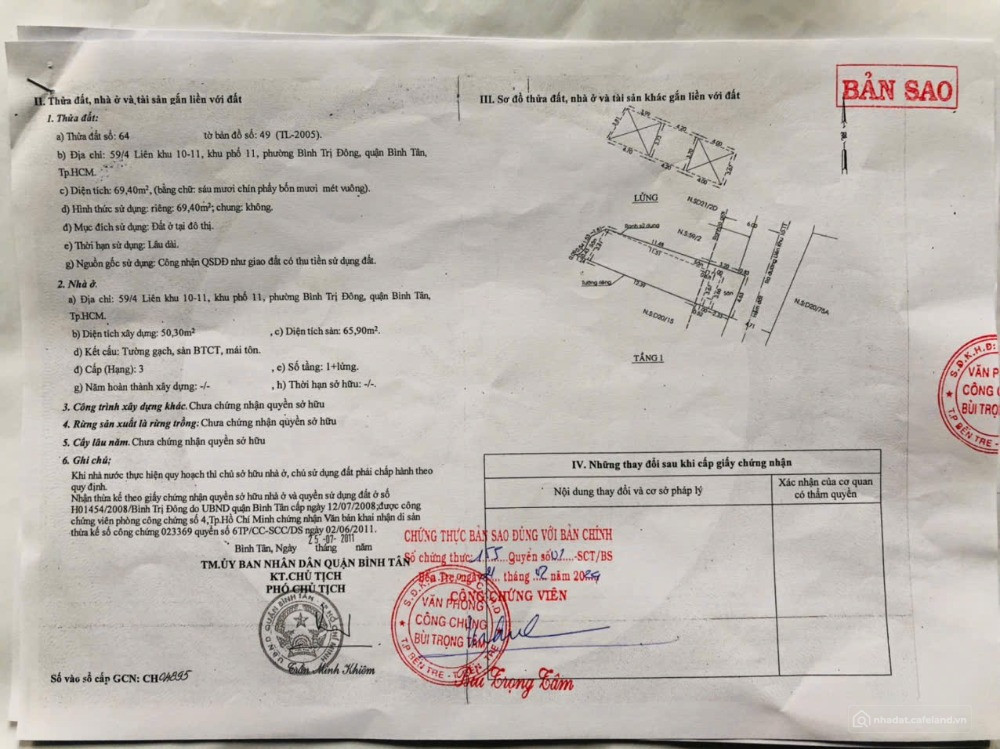 Bán nhà riêng tại Đường 59 Liên khu 10-11, Bình Tân, HCM. DT 70m2.