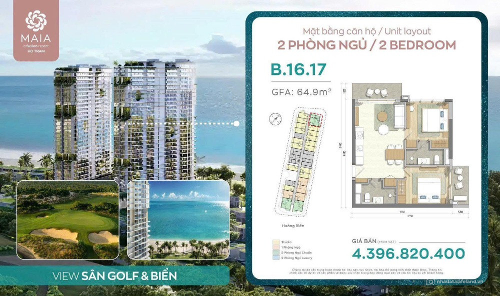 Cần bán căn hộ full nội thất chuẩn 5 sao Maia Hồ Tràm thuộc tổ hợp The GreenTràm