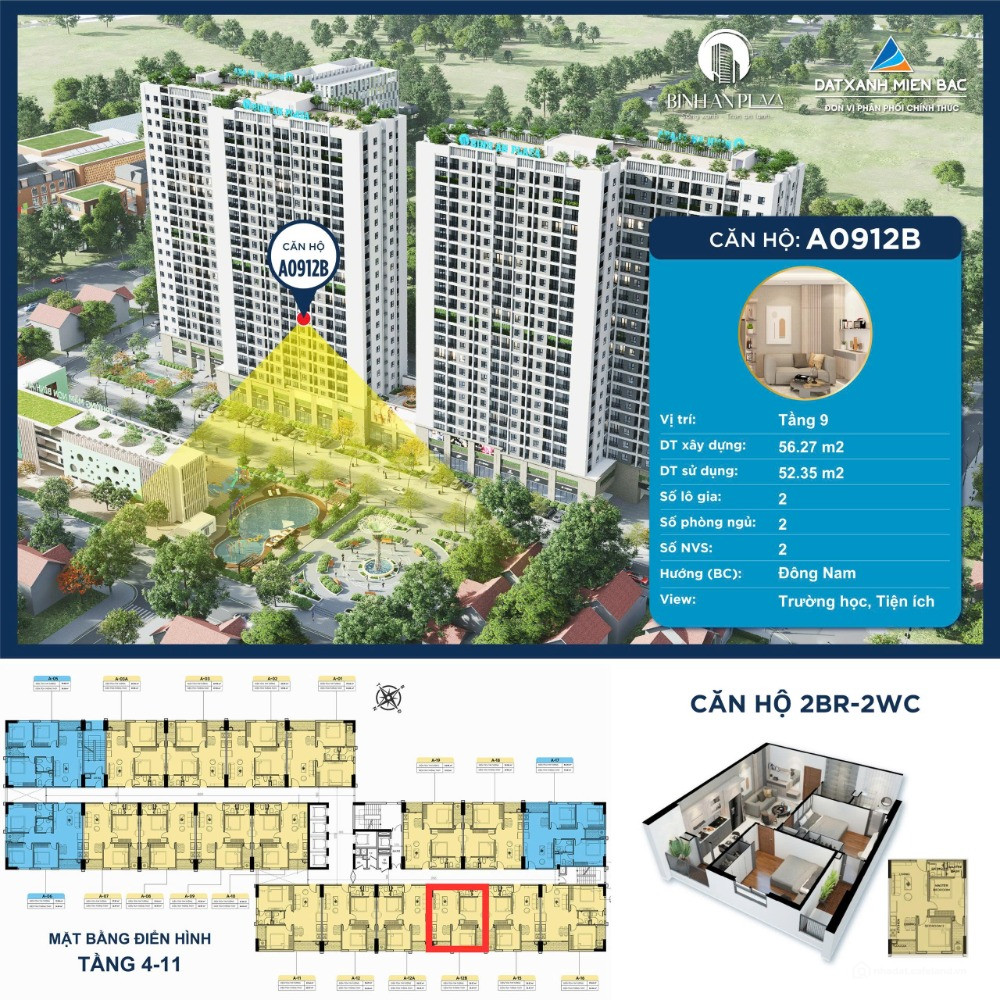 Chung cư Bình An Plaza Thanh Hoá ra mắt căn A0912B toà A tầng 9